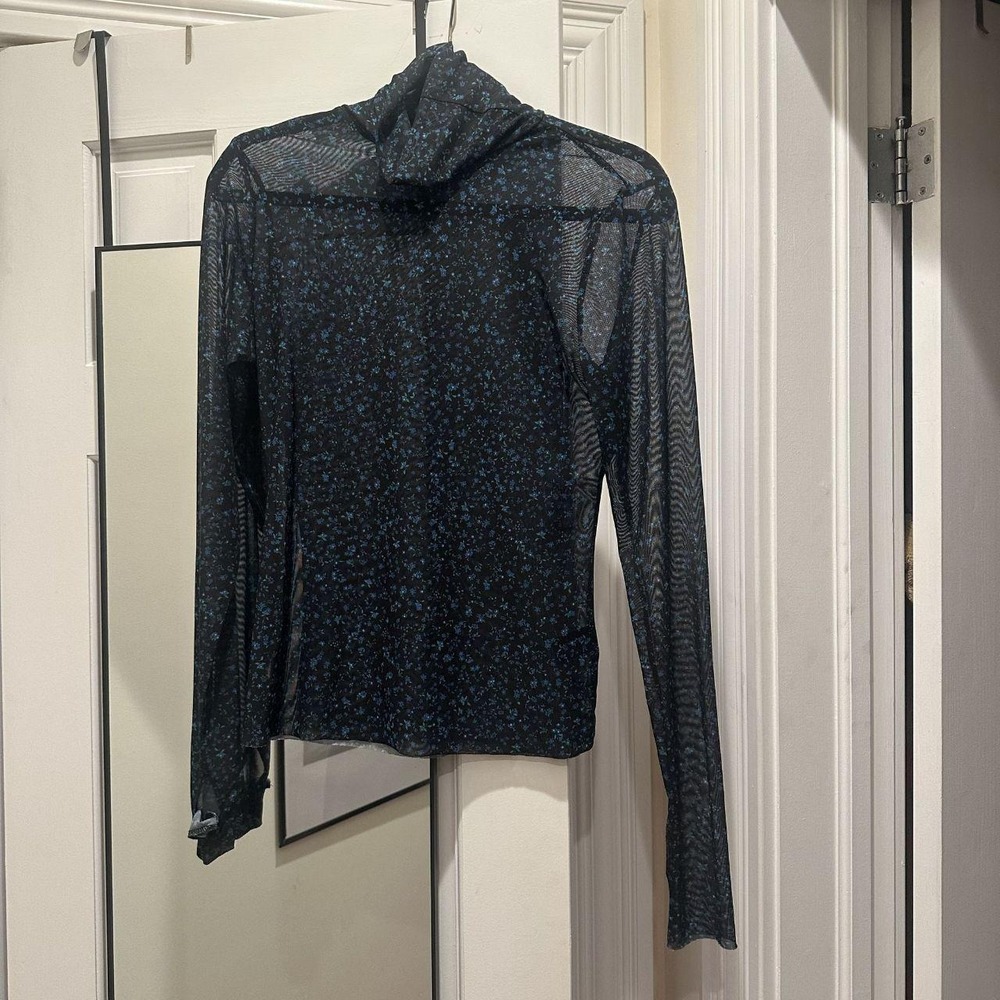 ASTR Sheer Floral Mesh Turtleneck